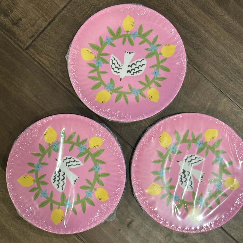 One Hundred 80 Degress Melamine Plates set of 12 total NWT Burd Theme